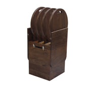GHomeUK Acacia Wood Walnut Folding Stool Set of Four